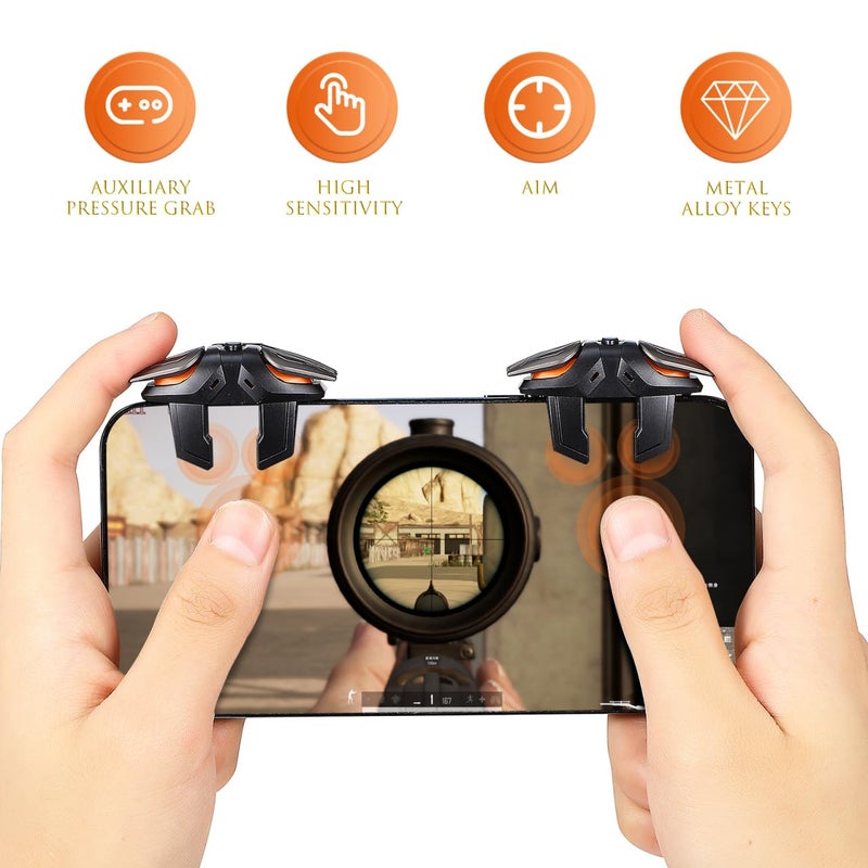 UKCOCO Mobile Gaming Triggers - Cell Phone Game Controller with Aim FireTriggers with 2 Pcs Gloves - Mobile Triggers for Games and ShooterGame(1 Pair) - Image 3